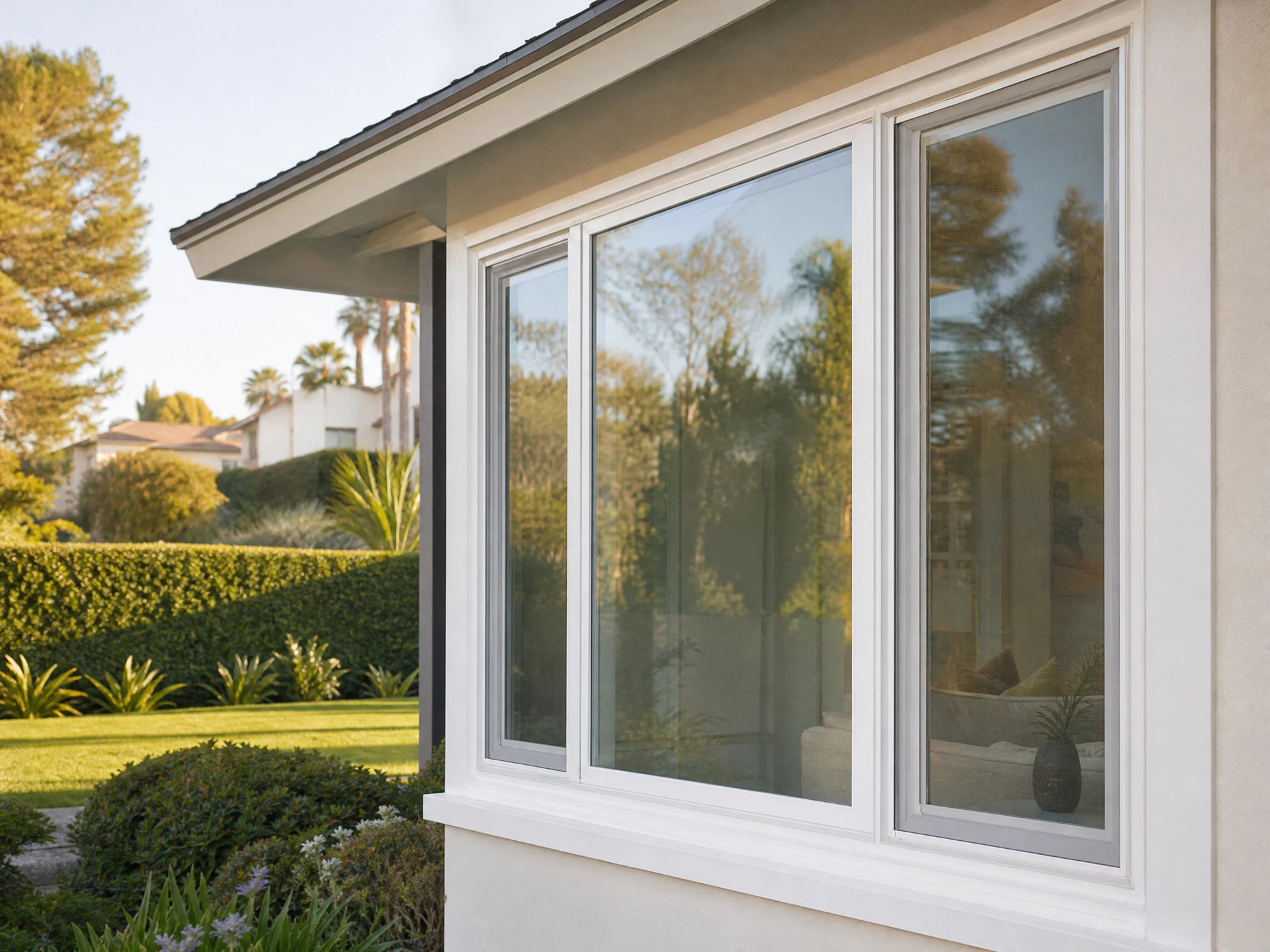 Modern energy-efficient windows on a California home exterior