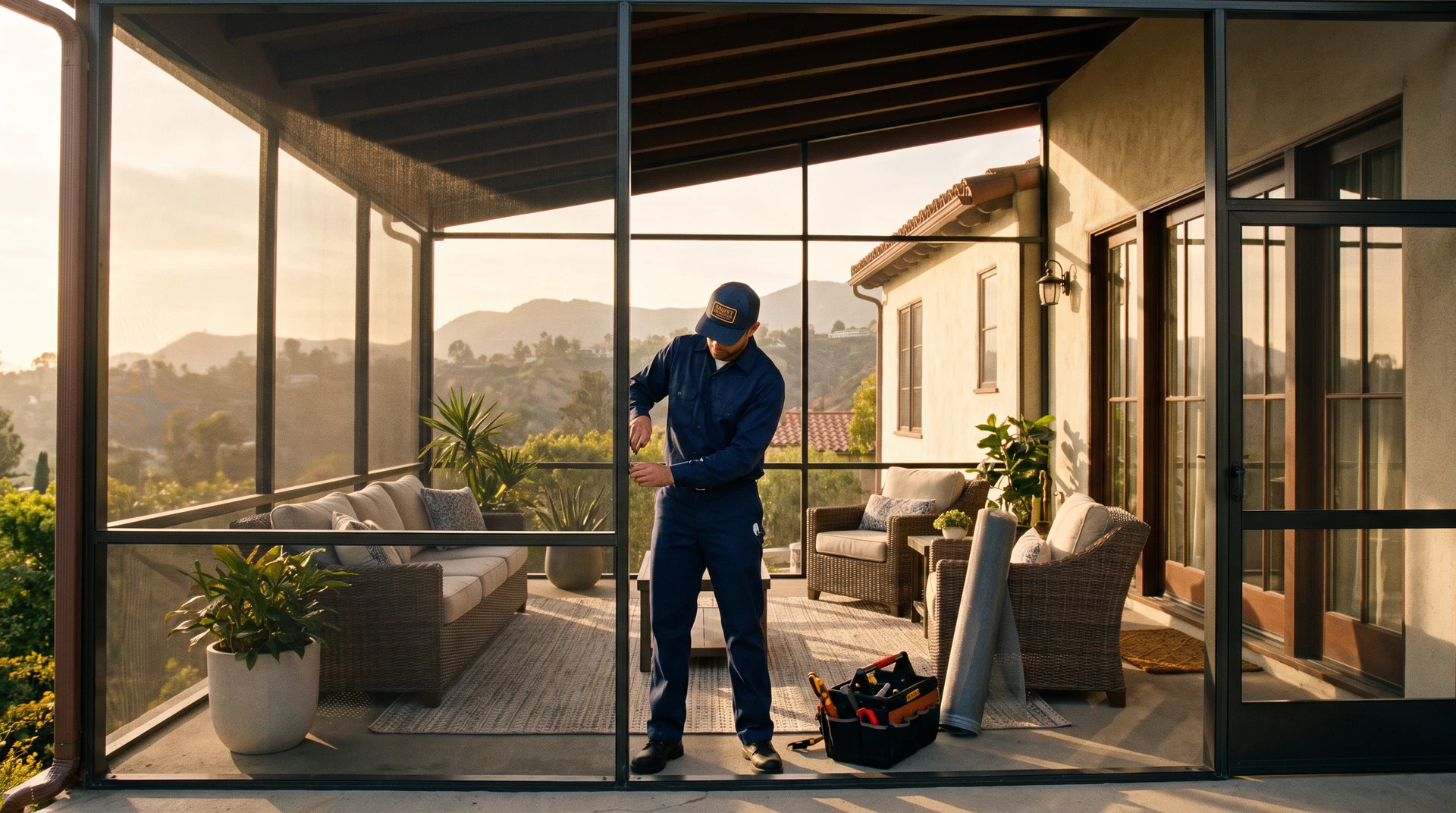 Professional mobile porch screen repair service in Los Angeles
