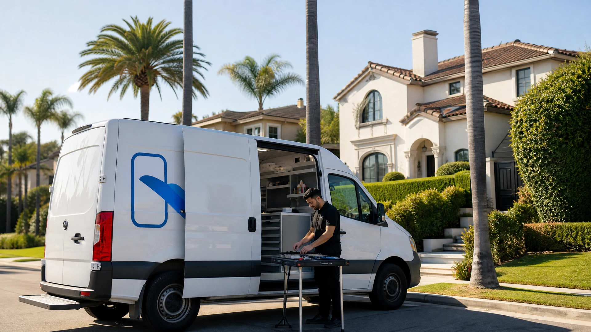Screen Masters mobile service van in Los Angeles